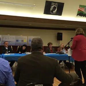The Sierra Fund CEO Elizabeth Martin addresses the California Water Commission at a hearing in Yuba City.